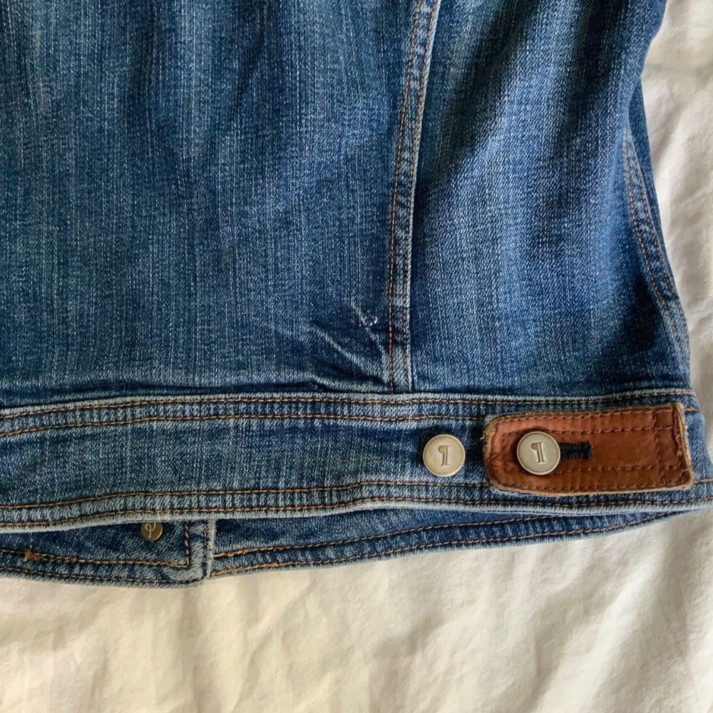 Pilcro and the Letterpress Avie Denim Leather Tab Jacket size small - Picture 10 of 10